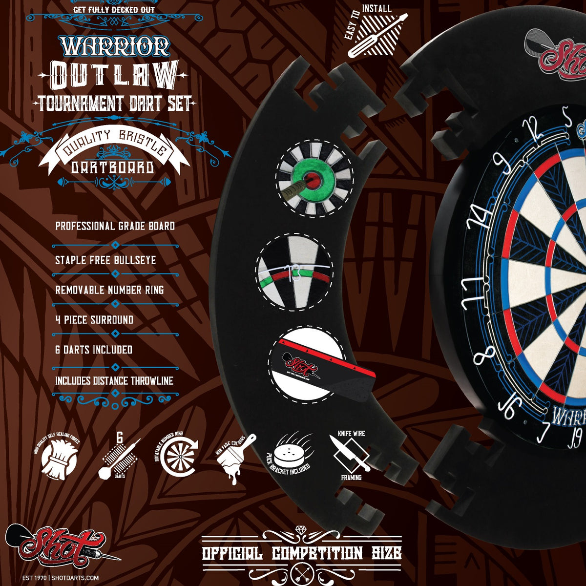 Premium Outlaw Self-Healing Bristle Dartboard