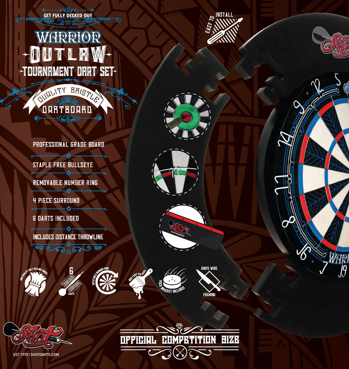 Shot Outlaw Tournament Dartboard Set
