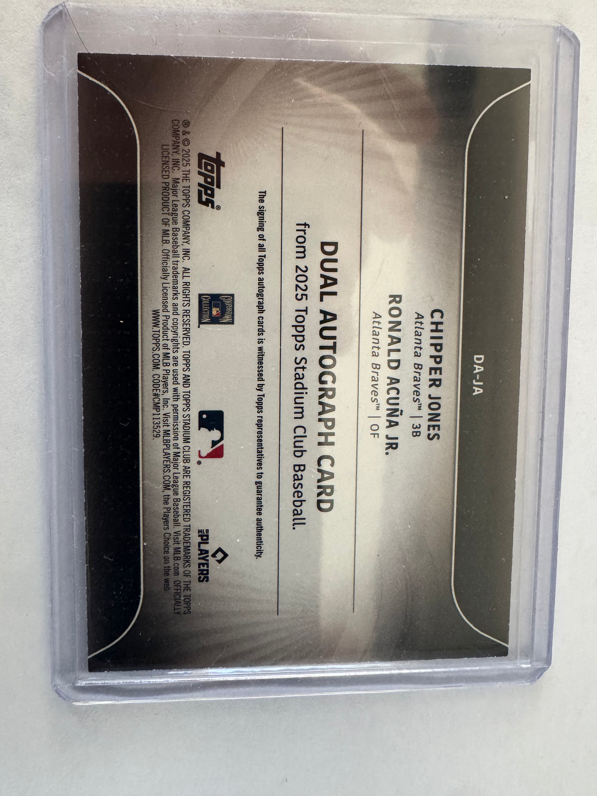 2025 Topps Stadium Club Ronald Acuna Jr Chipper Jones Dual Auto /5 Braves