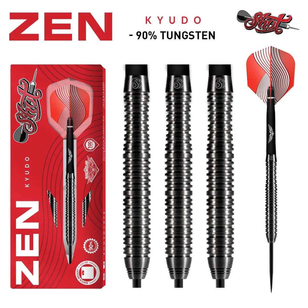Shot Zen Kyudo Steel Tip Dart Set-90% Tungsten
