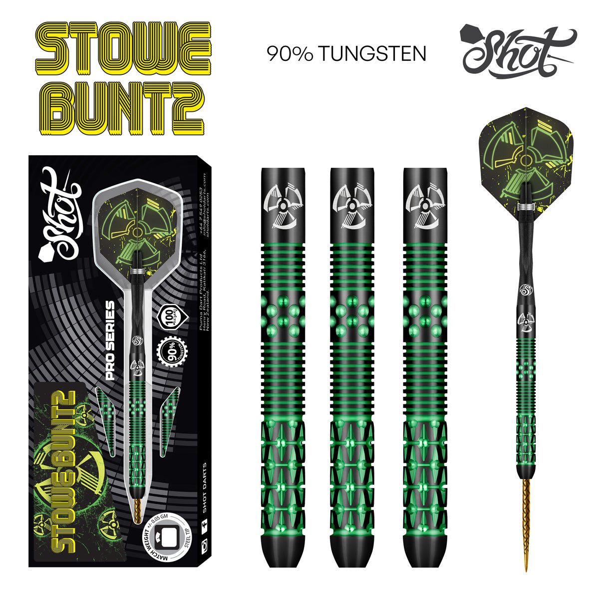 Shot Pro Series - Stowe Buntz 2.0 Black V2 Steel Tip Dart Set